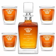 Karafki - Karafka do whisky cube z 4 szklankami i grawerem - miniaturka - grafika 1