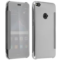 Etui i futerały do telefonów - Etui z klapką, lustrzane etui do Huawei P8 Lite 2017, przezroczysta klapka z przodu – srebrna - miniaturka - grafika 1