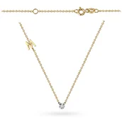Zestawy biżuterii dla kobiet - Naszyjnik z literką M i brylantem 0.02ct 38cm złoto pr. 585 - miniaturka - grafika 1