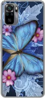 Etui i futerały do telefonów - King Design Etui kompatybilne z Xiaomi Redmi Note 10S Plastikowe, miękkie etui na telefon - Etui na telefon Butterfly Blue - miniaturka - grafika 1
