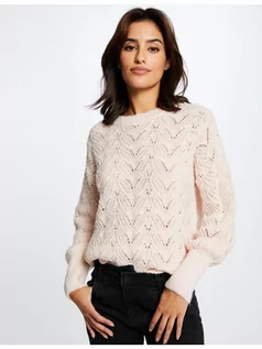Swetry damskie - Morgan Sweter 212-MRIRI Różowy Regular Fit - grafika 1