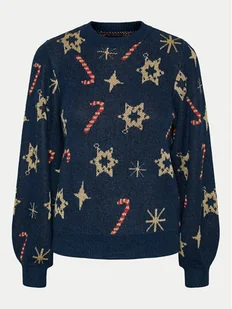 Pieces Sweter Sugar 17152789 Granatowy Regular Fit - Swetry damskie - miniaturka - grafika 1