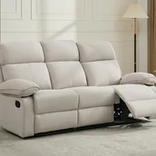 Sofy i kanapy - Kanapa 3-osobowa z funkcją relax i beżową melanżową tapicerką - LANA - miniaturka - grafika 1