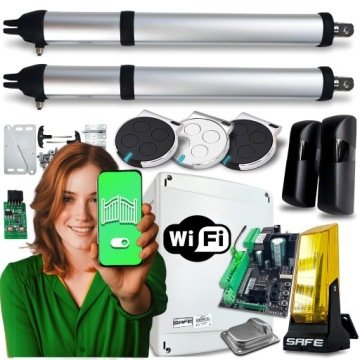 Safe Zestaw Napęd do Bramy Dwuskrzydłowej 8m Lampa 3 Piloty Wifi Automat 200 Kg