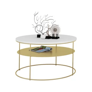 Okrągły stolik kawowy z półką biały P2-K52 - Ławy i stoliki kawowe Okrągły stolik kawowy z półką biały P2-K52 - Ławy i stoliki kawowe - miniaturka - grafika 1