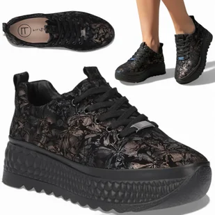 Sneakersy Damskie SKÓRZANE FILIPPO Wygodne Czarne Półbuty na Platformie 41 - Półbuty damskie Sneakersy Damskie SKÓRZANE FILIPPO Wygodne Czarne Półbuty na Platformie 41 - Półbuty damskie - miniaturka - grafika 1