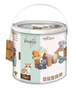 joueco DREWNIANE KLOCKI W WIADERKU THE WILDIES FAMILY 80091 - Klocki - miniaturka - grafika 1