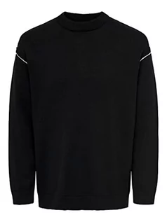 Bluzy męskie - ONLY & SONS Męska bluza ONSECHO Life RLX 5 Crew Knit CS, czarna, XS, czarny, XS - grafika 1