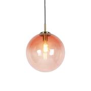 Lampy sufitowe - QAZQA Lampa wisząca art deco mosiądz różowe szkło 33 cm - Pallon - miniaturka - grafika 1
