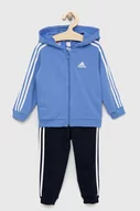 Dresy damskie - Adidas dres dziecięcy I 3S FZ FL JOG kolor niebieski - adidas - miniaturka - grafika 1