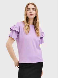 Koszulki i topy damskie - Selected T-Shirt Rylie 16079837 Fioletowy Regular Fit - grafika 1