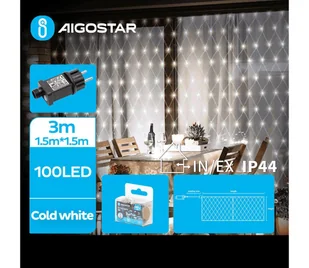 Aigostar - LED Łańcuch zewnętrzny 100xLED/8 funkcji 4,5x1,5m IP44 zimna biel - Lampy ogrodowe - miniaturka - grafika 1