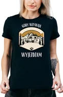 Koszulki i topy damskie - T-SHIRT DAMSKI Z NADRUKIEM GÓRY WZYWAJĄ PREZENT KOSZULKA CZARNA R-XXL  MODEL  A10 - miniaturka - grafika 1