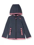 Kurtki i płaszcze dla dziewczynek - CMP Dziewczęca kurtka polarowa z kapturem Knit Tech Melange, Połysk asfaltowy, 98 - miniaturka - grafika 1