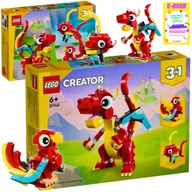 Klocki - LEGO KLOCKI CREATOR 3 W 1 CZERWONY SMOK FENIKS RYBA KLOCKI PREZENT 31145 + EBOOK - miniaturka - grafika 1