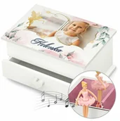 Pamiątka Pierwszej Komunii Świętej - Szkatułka na biżuterię z pozytywką i szufladką ze zdjęciem dla dziew - miniaturka - grafika 1