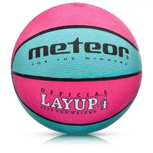 Meteor Piłka koszykowa Layup 4 różowy/niebieski 07078 - Koszykówka - miniaturka - grafika 1