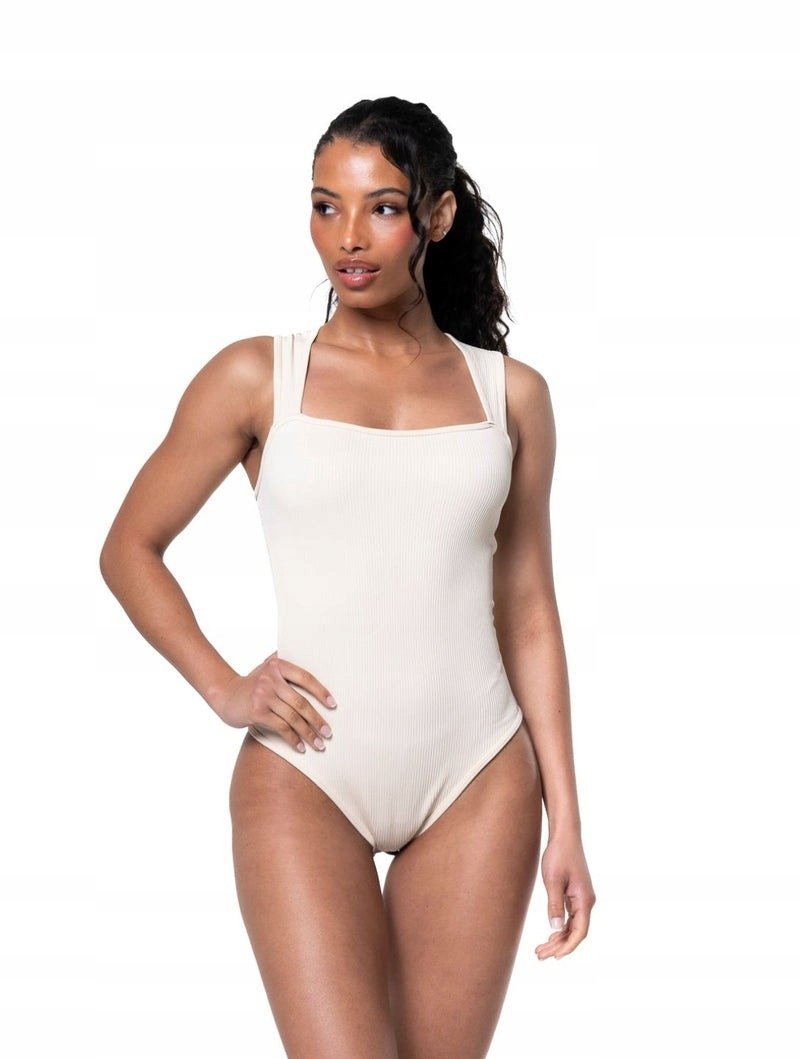 Body Heyshape modelujące prążkowany kwadratowy dekolt L