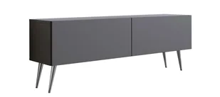 Szafka pod telewizor antracytowa, chromowane nóżki, A: szer: 140 cm, wys: 52 cm, gł: 32 cm - Szafki RTV - miniaturka - grafika 1