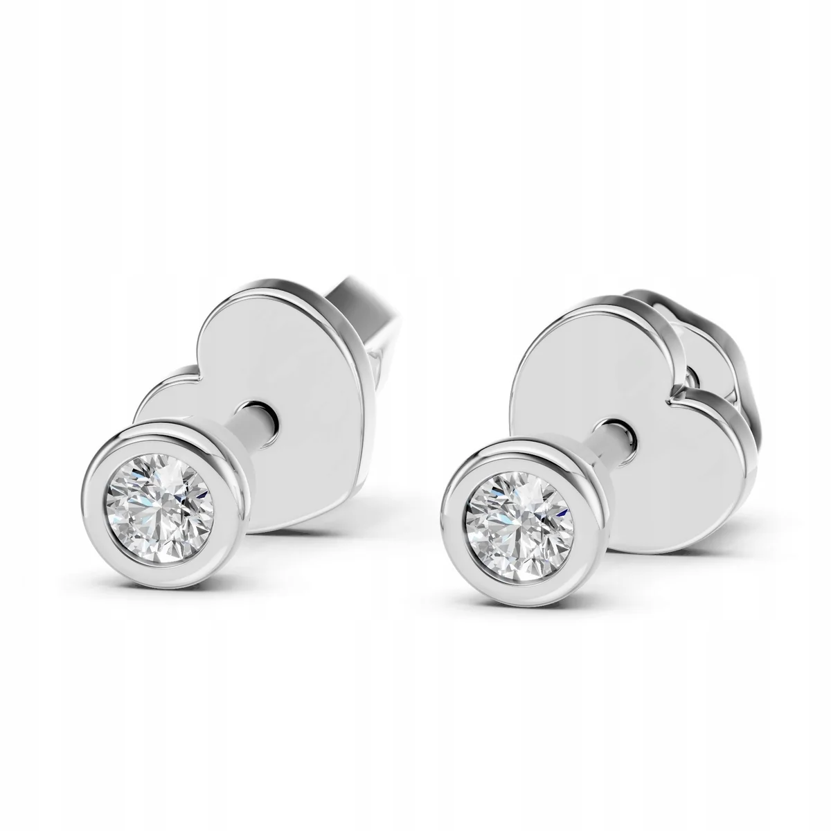 ZŁOTE KOLCZYKI 585 Z DIAMENTEM BRYLANTEM 0,09 CT LAB ESSYA