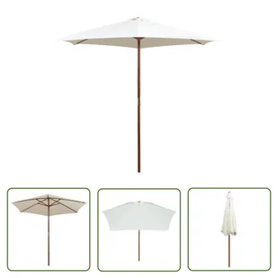 The Living Store Parasol ogrodowy - 270x270 cm - drewniany - kremowy - Parasol Ogrodowy - Parasole ogrodowe - miniaturka - grafika 1