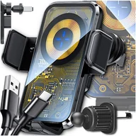 Uchwyty samochodowe do telefonów - UCHWYT SAMOCHODOWY ŁADOWARKA INDUKCYJNĄ QI 15W DO IPHONE 13 14 15 PRO MAX - miniaturka - grafika 1