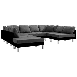 Sofa modułowa czarno-ciemnoszara z ekoskóry - Basket - Sofy i kanapy - miniaturka - grafika 1