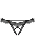 Majtki damskie - Obsessive Bravelle crotchless thong Majtki stringi otwarte, czarny - miniaturka - grafika 1
