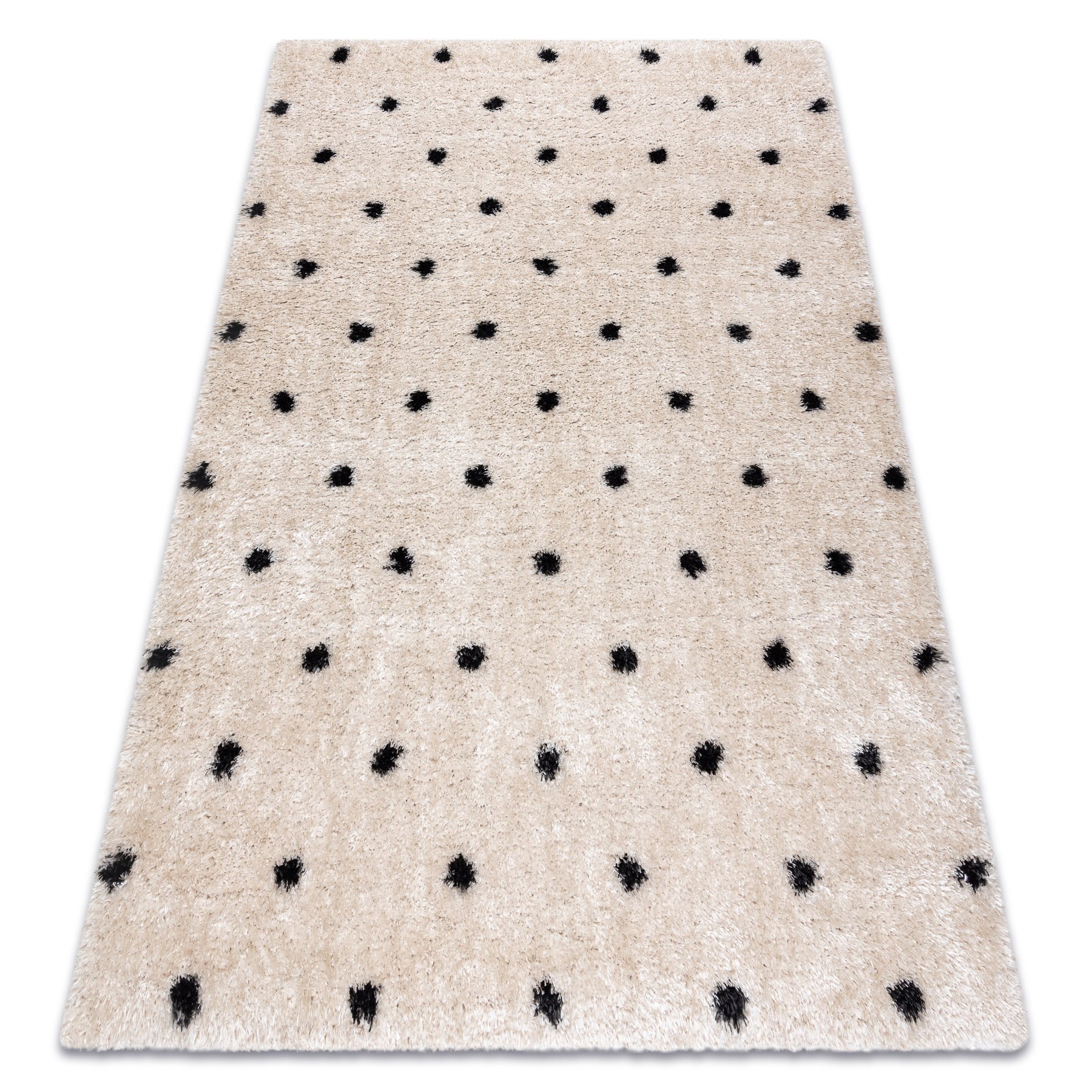 Dywan FLUFFY 2370 shaggy kropki - krem / antracyt beżowy 160x220 cm