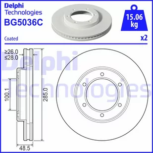 Tarcza hamulcowa DELPHI BG5036C - Tarcze hamulcowe - miniaturka - grafika 1