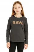 Bluzki damskie - G-Star Raw Bluzka Dziewczęca Z Bawełny Z Nadrukiem Szara 152 Kya - miniaturka - grafika 1