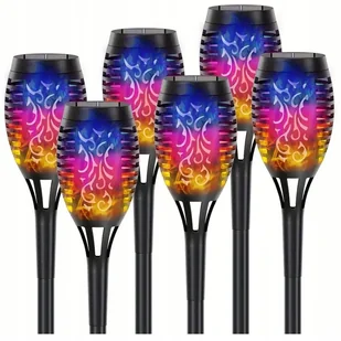 6x Lampa ogrodowa solarna RGB LED LATARNIA POCHODNIA WBIJANA płomień RGB - Lampy ogrodowe - miniaturka - grafika 1