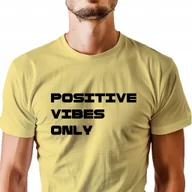 Koszulki męskie - T-Shirt z napisem "Positive Vibes Only" Bawełna XL - miniaturka - grafika 1