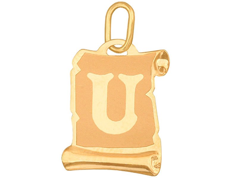Złota 0,5G Zawieszka Literka U Papirus 585 Alfabet