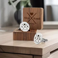 Spinki do mankietów i krawatów - SPINKI do MANKIETÓW z GRAWEREM w ETUI na ŚLUB - miniaturka - grafika 1