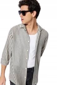 TRENDYOL MĘSKA KOSZULA CASUAL W PASKI Z RĘKAWEM 3/4 BAWEŁNA XL 5_A