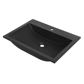 Umywalki - Laveo Umywalka wpuszczana granitowa 1-komorowa ALBANO czarna 60x44 cm VGA1710T - miniaturka - grafika 1