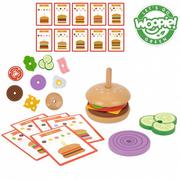 Układanki dla dzieci - WOOPIE GREEN Drewniany Burger Restauracja Układanka dla Dzieci 15 el. Certyfikat FSC - miniaturka - grafika 1