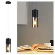 Lampy sufitowe - NETTLIFE Lampa wisząca czarna lampa wisząca E27 kuchnia czarne szkło metal 1 żarówka industrialna nowoczesna - miniaturka - grafika 1