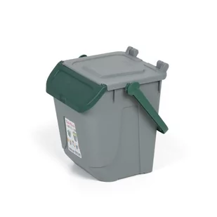 Plastikowy kosz do segregacji odpadów ECOLOGY, szaro-zielony - Kosze na śmieci - miniaturka - grafika 1
