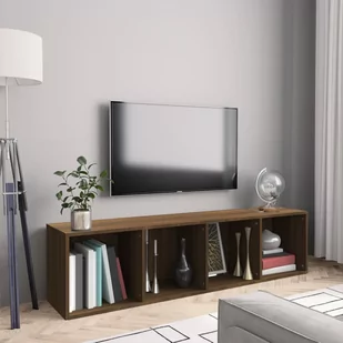 Lumarko Regał na książki pod TV, brązowy dąb, 143x30x36 cm - Półki do salonu - miniaturka - grafika 1
