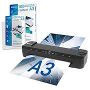 Laminatory - Laminator A3 A4 A5 A6 A7 Pro Ultra szybki, ciepły i zimny do 2 x 150 mikronów, regulacja temperatury, profesjonalne intensywne zastosowanie – opakowanie zawiera 100 koszulek A4 + 100 A3 - miniaturka - grafika 1