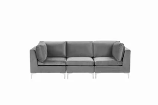 Sofa modułowa 3-osobowa welurowa szara EVJA - Meble do sypialni - miniaturka - grafika 1