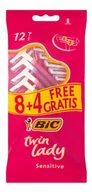 Maszynki do golenia i wkłady - BiC Maszynka do golenia Twin Lady Sensitive 1 op.-12szt 8+4gr) - miniaturka - grafika 1
