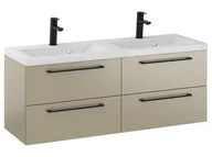 Szafki łazienkowe - Szafka Wisząca Z Umywalką RON 120 cm DUO - Cappuccino Mat - Uchwyty Czarne Matowe - miniaturka - grafika 1