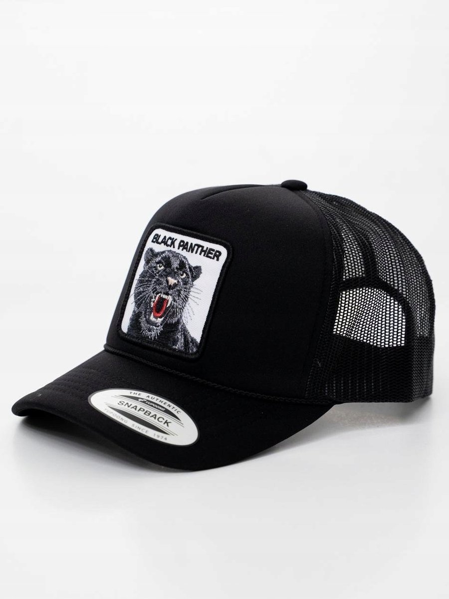 Czapka Z Daszkiem Trucker Czarna Z Czarną Panterą Mystars Kot Męska Damska