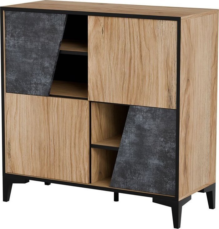 Cama Meble Regał 4D OVO 90x38xH90 dąb/beton
