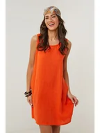 Sukienki - Le Monde du Lin Lniana sukienka w kolorze pomarańczowym - miniaturka - grafika 1