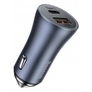 Baseus TZCCJD-B0G Golden Contactor Pro USB + USB-C QC4.0 PD SCP 40W szary + kabel USB-C do iP 1m czarny TZCCJD-B0G - Ładowarki do telefonów - miniaturka - grafika 1