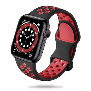 Sportowa Gumowa Opaska Apple Watch ( 38 / 40 / 41 Mm ) Czerwono Czarna - Akcesoria do smartwatchy - miniaturka - grafika 1